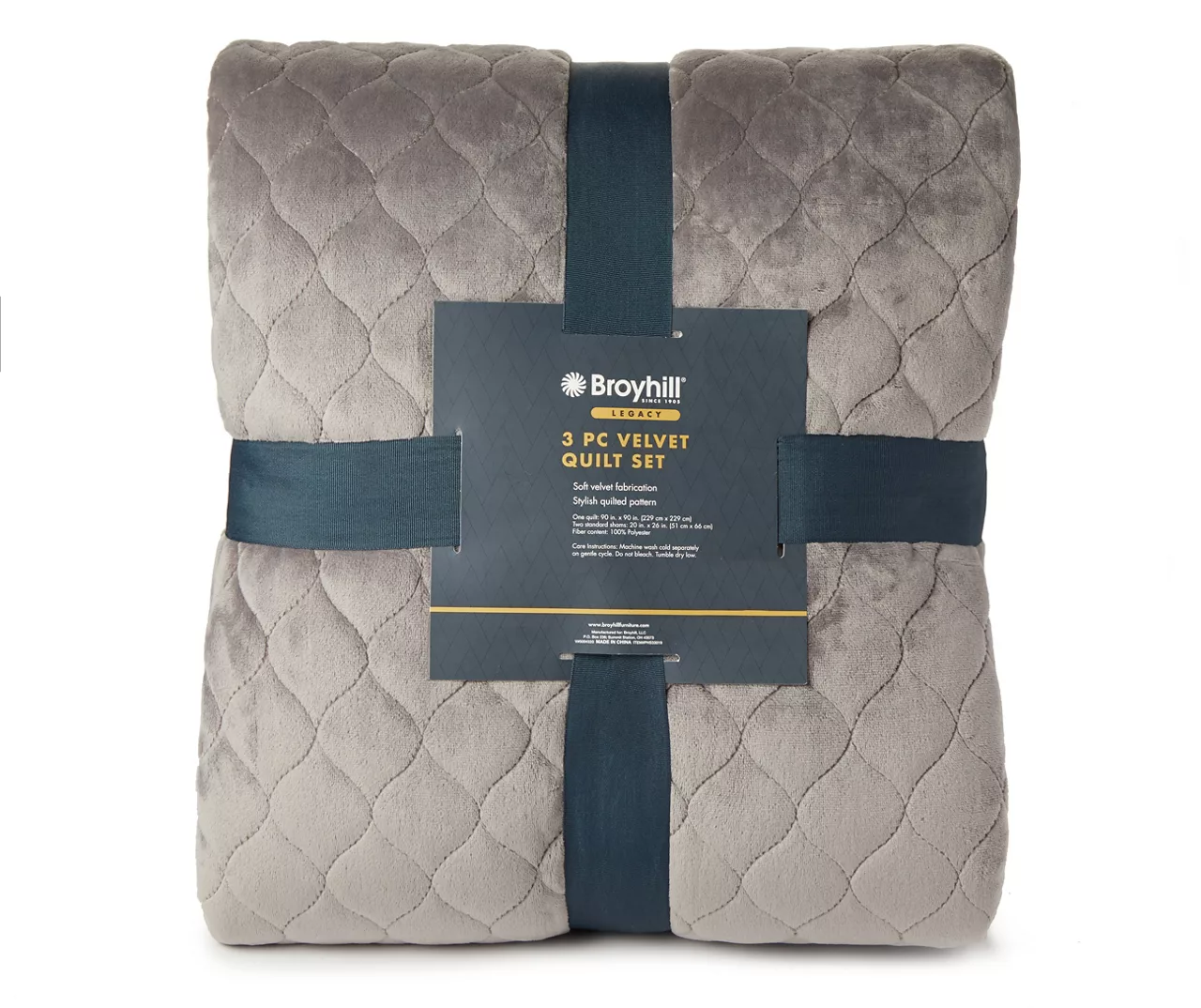 Broyhill Gray Velvet 3-Piece Quilt Set 4 Broyhill Gray Velvet 3-Piece Quilt Set - Image 2