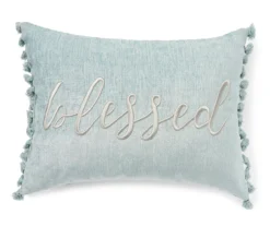 "Blessed" Blue Lumbar Throw Pillow