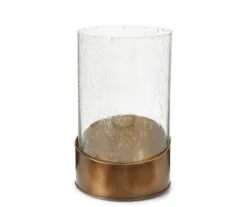Brass Base Glass Hurricane, (10")