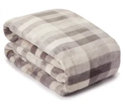 Broyhill Gray Plaid Velvet Plush Blanket -Northlight Sales Store 810477869 1 1