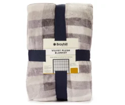 Broyhill Gray Plaid Velvet Plush Blanket -Northlight Sales Store 810477870 1