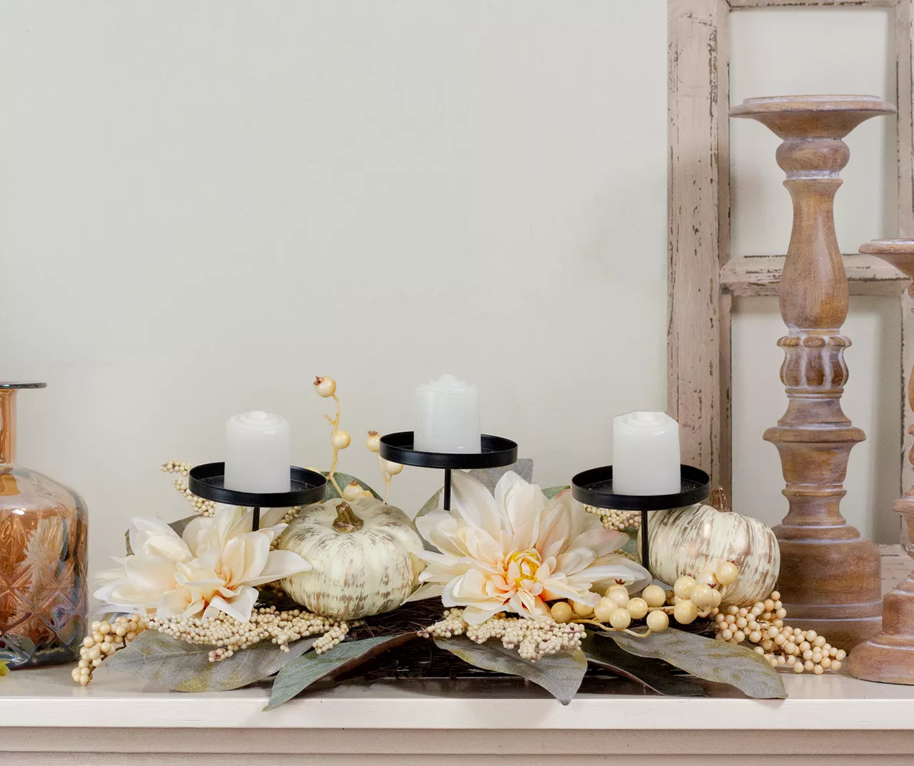 Dahlia & Pumpkin 3-Tier Candle Holder 4 Dahlia & Pumpkin 3-Tier Candle Holder - Image 2