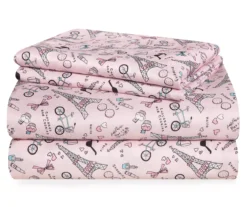 Paris Pink & Black Full 4-Piece Sheet Set