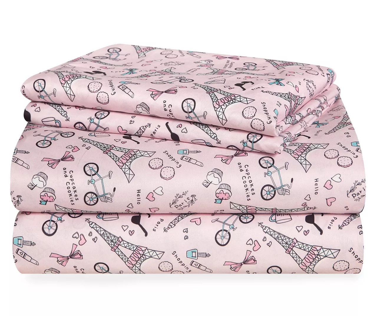 Paris Pink & Black Full 4-Piece Sheet Set 3 Paris Pink & Black Full 4-Piece Sheet Set