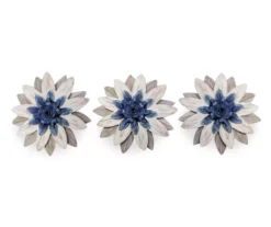 Blue & White Decor Flowers, 3-Piece Set