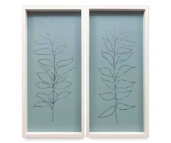 Blue Leaves Sketch 2-Piece Panel Art