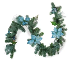 Northlight 6' Peacock Feather & Poinsettia Garland