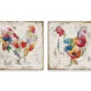 Flowered Hen & Rooster 2-Piece Wrapped Canvas Set