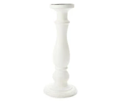 White Wood Pillar Candle Holder, (15")