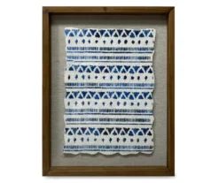 Blue & White Patterned Framed Fabric, (14" X 18")