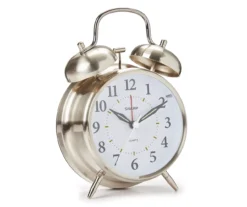 Sharp Brushed Nickel Twin Bell Alarm Clock -Northlight Sales Store 810514648 1