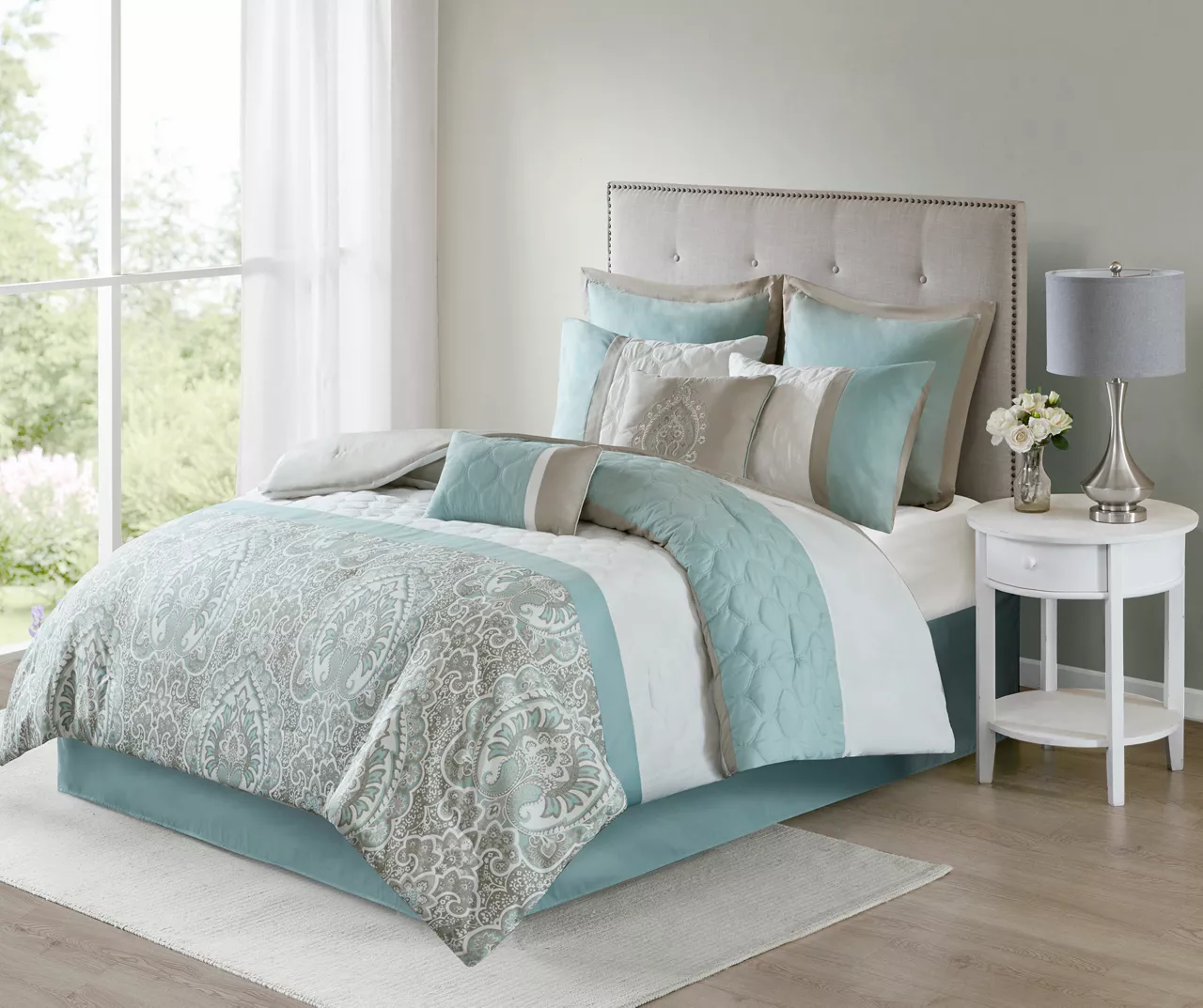 Stacie Seafoam Queen 8-Piece Comforter Set 4 Stacie Seafoam Queen 8-Piece Comforter Set - Image 2