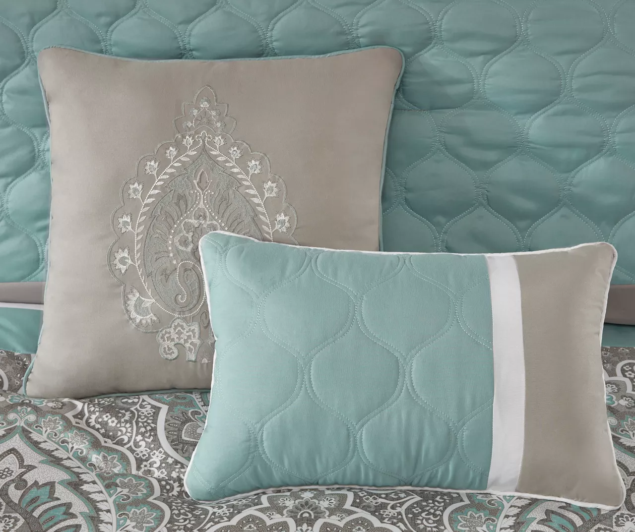 Stacie Seafoam Queen 8-Piece Comforter Set 10 Stacie Seafoam Queen 8-Piece Comforter Set - Image 8