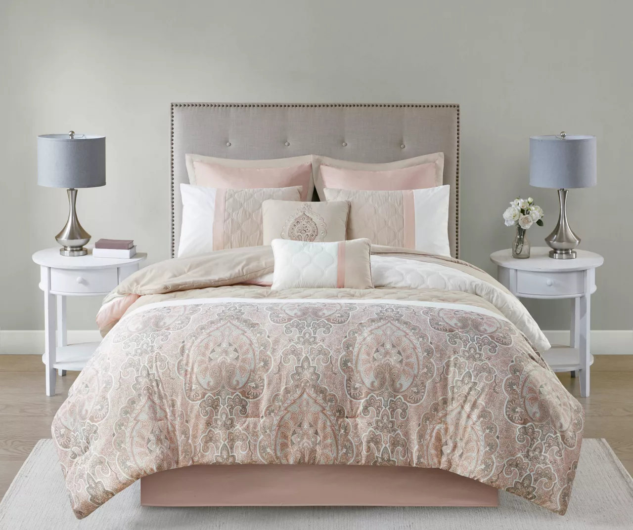 Stacie Blush Queen 8-Piece Comforter Set 3 Stacie Blush Queen 8-Piece Comforter Set