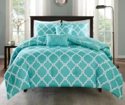 Hayden Aqua King/California King Reversible 5-Piece Comforter Set 12 Hayden Aqua King/California King Reversible 5-Piece Comforter Set -Northlight Sales Store 810523132 810523134 2