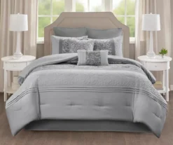 Casey Gray Embroidered King 8-Piece Comforter Set