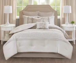 Casey Neutral Embroidered King 8-Piece Comforter Set