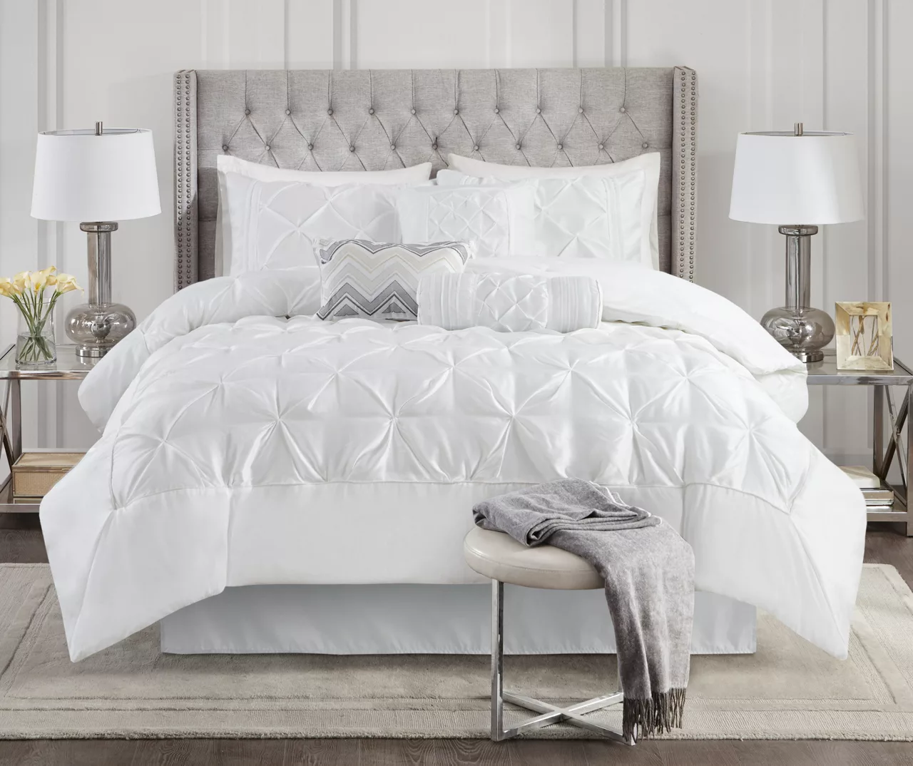 Piedmont White Tufted Queen 7-Piece Comforter Set 3 Piedmont White Tufted Queen 7-Piece Comforter Set