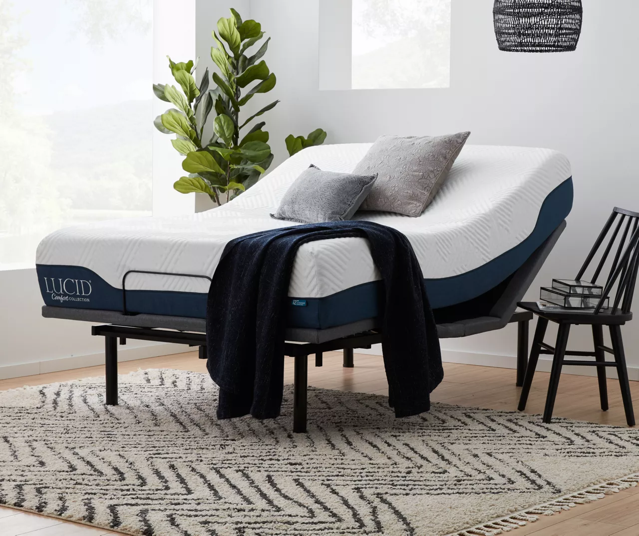 Lucid Comfort Collection 12" Hybrid Gel Memory Foam Mattress & Adjustable Bed Base Set 3 Lucid Comfort Collection 12" Hybrid Gel Memory Foam Mattress & Adjustable Bed Base Set