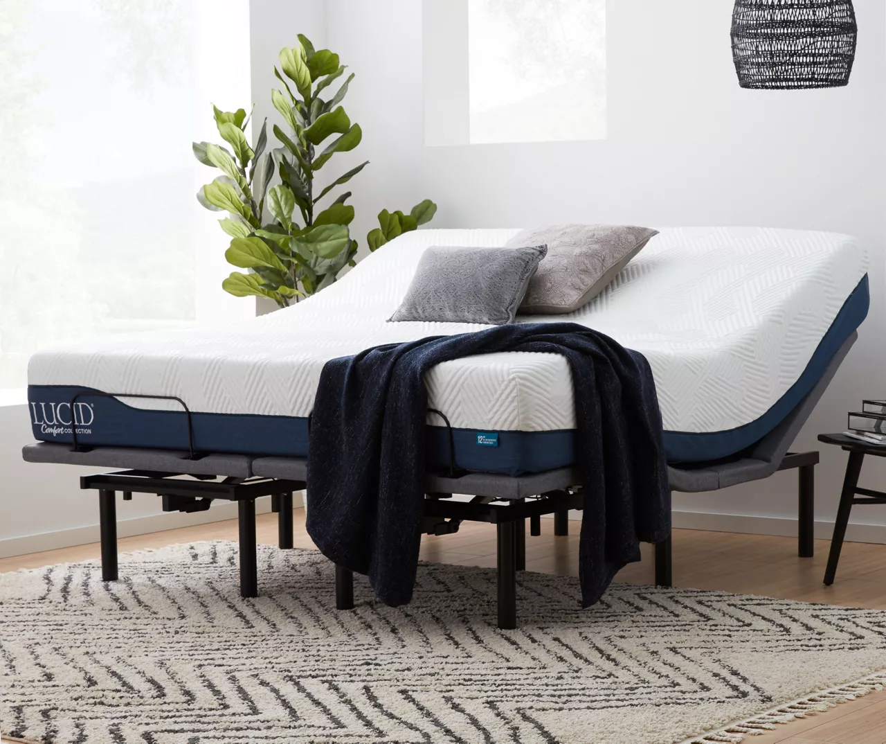 Lucid Comfort Collection 12" Hybrid Gel Memory Foam Mattress & Adjustable Bed Base Set 4 Lucid Comfort Collection 12" Hybrid Gel Memory Foam Mattress & Adjustable Bed Base Set - Image 2