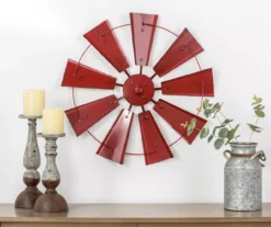 22.05" Red Metal Windmill Wheel Wall Decor -Northlight Sales Store 810528353 7