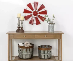 22.05" Red Metal Windmill Wheel Wall Decor -Northlight Sales Store 810528353 8