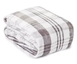 Gray & White Plaid Velvet Plush Queen/King Blanket -Northlight Sales Store 810530976 1