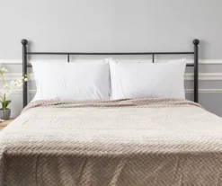 Tan Zigzag-Embossed Velvet Queen Blanket -Northlight Sales Store 810531013 810617575 5