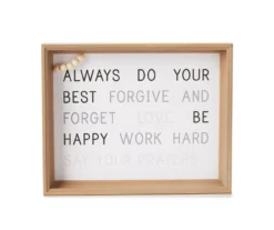 "Always Do Your Best" White Framed Plaque With Wood Beads Accent