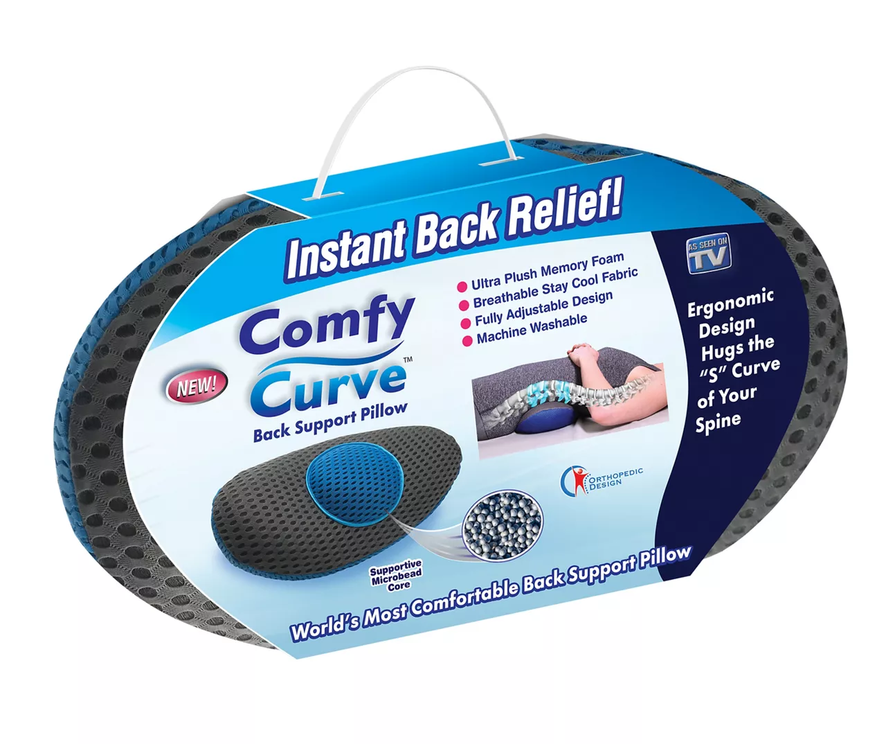 Charcoal & Blue Comfy Curve Back Support Pillow 3 Charcoal & Blue Comfy Curve Back Support Pillow