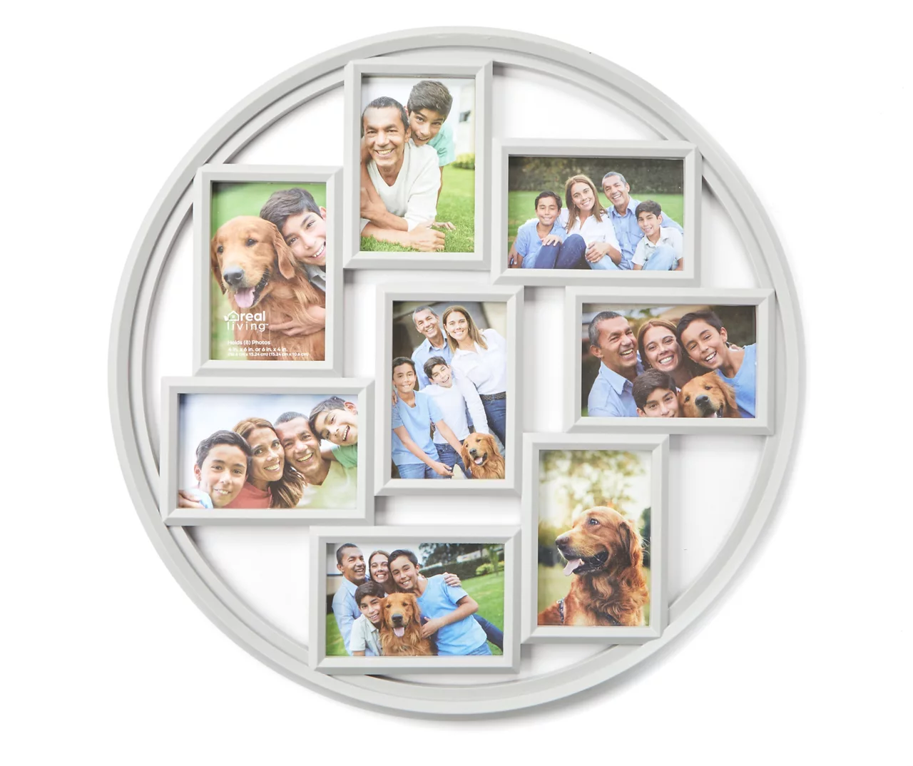 Gray Circle 8-Opening Collage Picture Frame, (4" X 6") 3 Gray Circle 8-Opening Collage Picture Frame, (4" X 6")