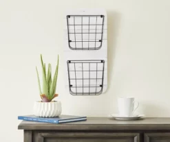 White Wire Double-Bin Mail Wall Organizer -Northlight Sales Store 810535796 2