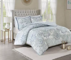 Lian Blue Full/Queen 3-Piece Reversible Duvet Cover Set