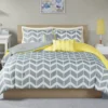 Darcy Yellow Chevron Full/Queen 5-Piece Duvet Cover Set -Northlight Sales Store 810538039 810538040 810538044