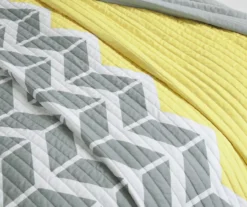 Darcy Yellow Chevron Full/Queen 5-Piece Duvet Cover Set -Northlight Sales Store 810538039 810538040 810538044 3