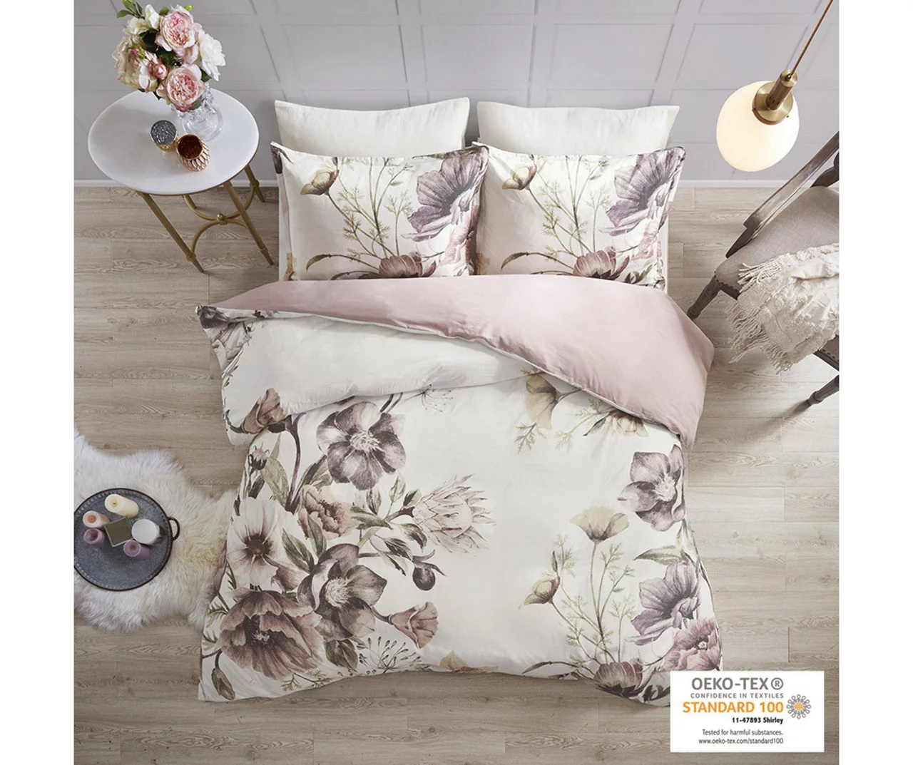 Maddy Blush Floral King/California King 3-Piece Duvet Cover Set 4 Maddy Blush Floral King/California King 3-Piece Duvet Cover Set - Image 2