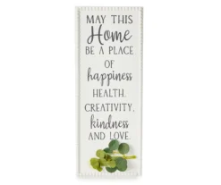 "A Place Of Happiness" White & Green Greenery Sentiment Plaque