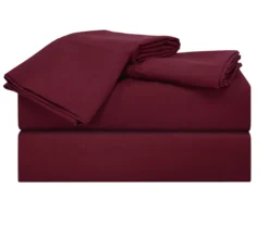Rhubarb Red Microfiber King 4-Piece Sheet Set