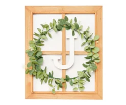 Monogram Framed Windowpane Plaque With Greenery Wreath -Northlight Sales Store 810544119