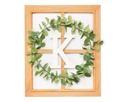 Monogram Framed Windowpane Plaque With Greenery Wreath -Northlight Sales Store 810544120