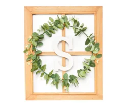 Monogram Framed Windowpane Plaque With Greenery Wreath -Northlight Sales Store 810544122