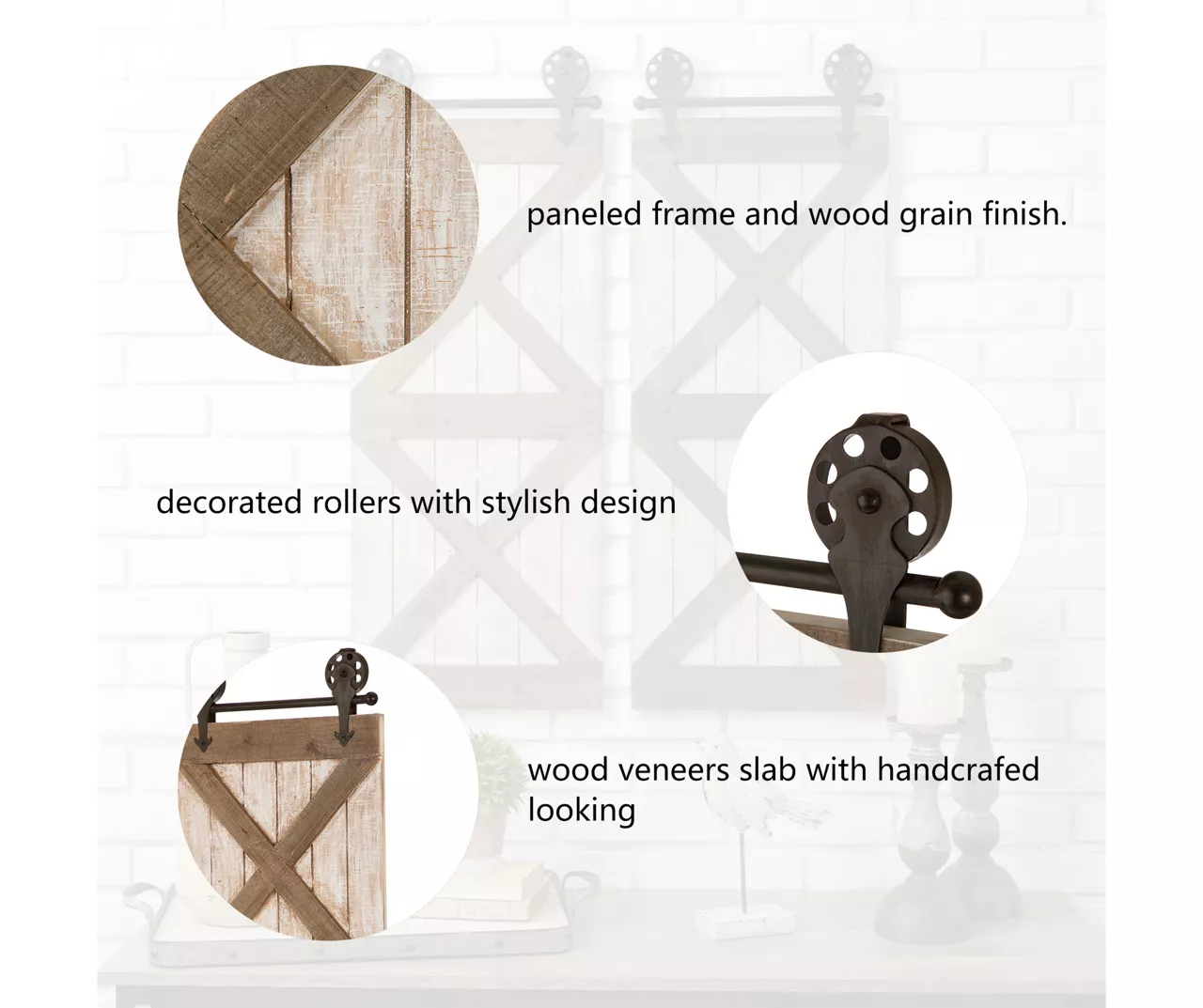 White & Natural Barn Door Wall Décor, 2-Pack 7 White & Natural Barn Door Wall Décor, 2-Pack - Image 5