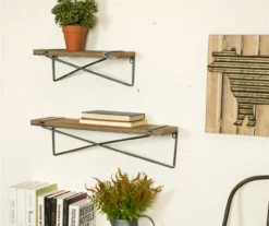 Brown & Black Cross-Bar 2-Piece Wall Shelf Set -Northlight Sales Store 810546439 5