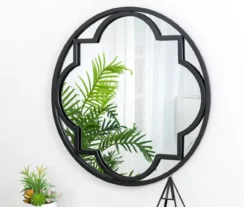 Black Quatrefoil-Accent Round Wall Mirror, (23.62") -Northlight Sales Store 810546448 3