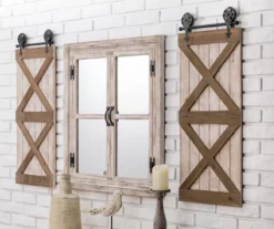 Brown Whitewash Windowpane Farmhouse Wall Mirror, (31.5") -Northlight Sales Store 810546450 7