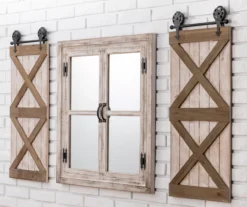 Brown Whitewash Windowpane Farmhouse Wall Mirror, (31.5") -Northlight Sales Store 810546450 8