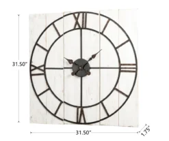 Black & White Distressed Roman Numeral 3-Piece Farmhouse Wall Clock Set, (31.5") -Northlight Sales Store 810546473 5