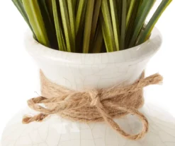 Green Artificial Grass Arrangement In White Vase With Jute -Northlight Sales Store 810547509 1
