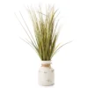 Green Artificial Grass Arrangement In White Vase With Jute -Northlight Sales Store 810547509