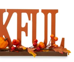 "Thankful" Pumpkin, Berries & Leaves Wordscript Tabletop Decor -Northlight Sales Store 810547801 4